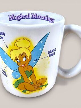 Disney Store Tinker Bell Mug Magical Mornings Coffee Tea White 4"